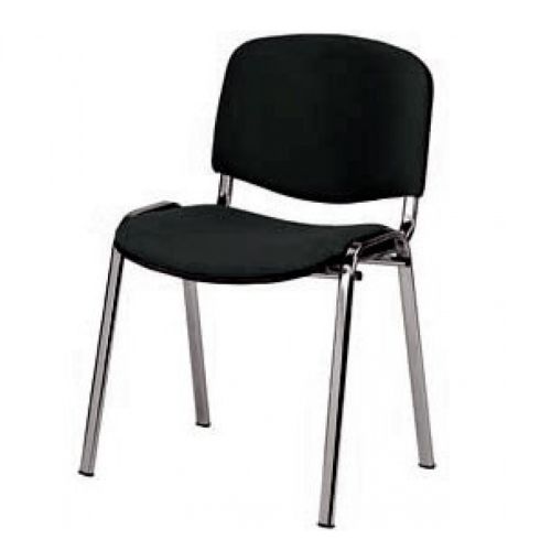 Посетителски стол TAURUS TC S, еко кожа, метална база хром, без подлакътници, черен — Joya.bg