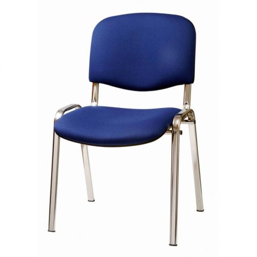 Посетителски стол TAURUS TC S, еко кожа, метална база хром, без подлакътници, син — Joya.bg