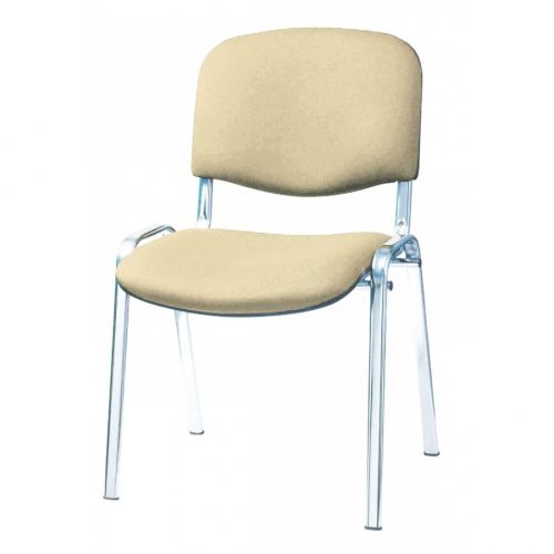 Посетителски стол TAURUS TC S, еко кожа, метална база хром, без подлакътници, слонова кост — Joya.bg