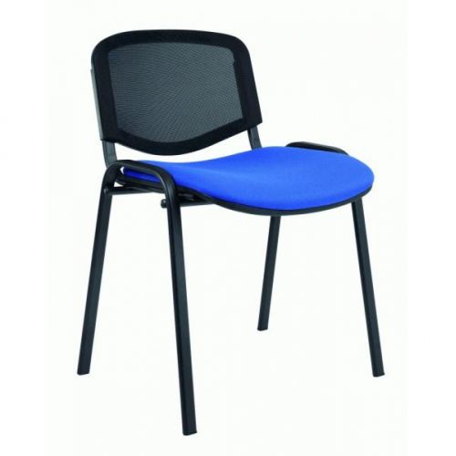 Посетителски стол Taurus TN C, дамаска пепит, черна метална база, без подлакътници,  син/ черен  — Joya.bg 1