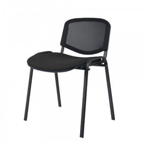 Посетителски стол TAURUS TN NET, дамаска+мрежа, черна метална база, без подлакътници, черен — Joya.bg