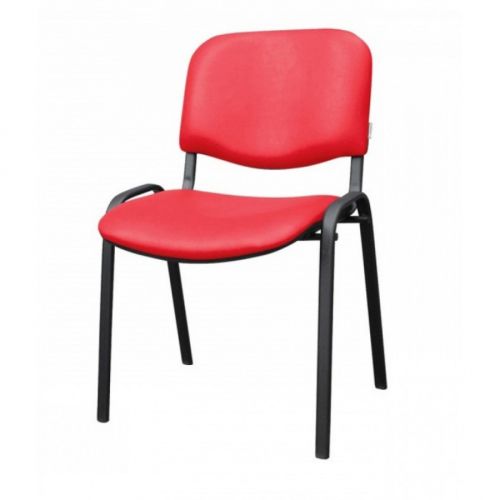 Посетителски стол TAURUS TN S, еко кожа, черна метална база, без подлакътници, червен — Joya.bg