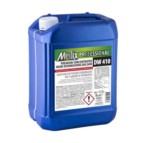 Препарат за съдове Medix Professional DW 410, концентрат, без аромат и оцветители, 5 л — Joya.bg