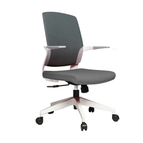 Работен стол BeYou, дамаска и полиамид, бяла PP база, фиксирани подлакътници, сив — Joya.bg 1