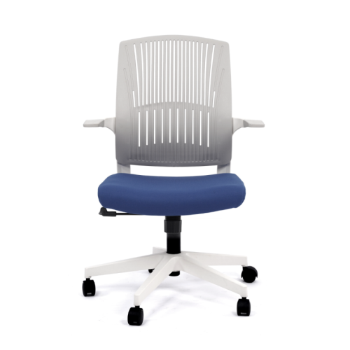 Работен стол BeYou, мрежа и дамаска,бяла PP база, фиксирани подлакътници, син — Joya.bg 1