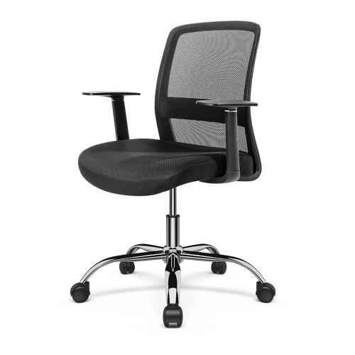 Работен стол Deli PORTO, мрежа и дамаска, метална база, фиксирани подлакътници, черен — Joya.bg 1