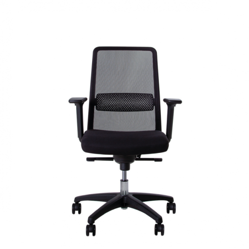 Работен стол Frame Black, мрежа и дамаска, черна PP база, фиксирани подклакътници, черен — Joya.bg 1