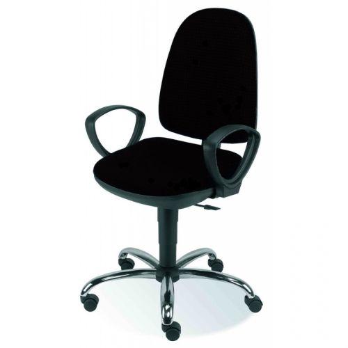 Работен стол Pegaz Steel, дамаска, база хром, фиксирани подлакътници, черен — Joya.bg 1