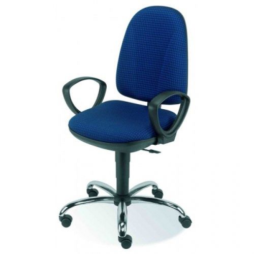 Работен стол Pegaz Steel, дамаска, база хром, фиксирани подлакътници, сив — Joya.bg