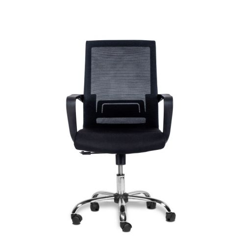 Работен стол Toro Chrome, мрежа и дамаска,база хром, фиксирани подклакътници, черен — Joya.bg 1