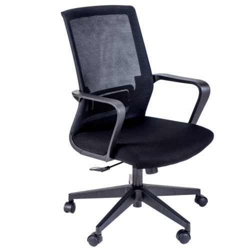 Работен стол TORO, мрежа и дамаска, черна PP база, черни фиксирани подлакътници, черен 1