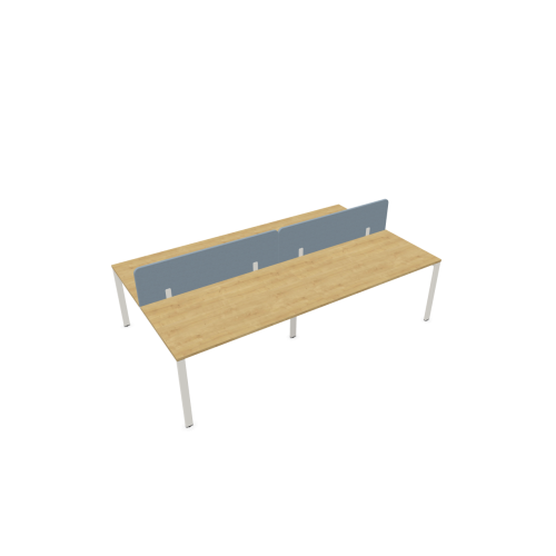 Работна станция с четири места SQart Workbench, син панел, бяла рамка,2800x1600x740 мм,  Хикори — Joya.bg 1