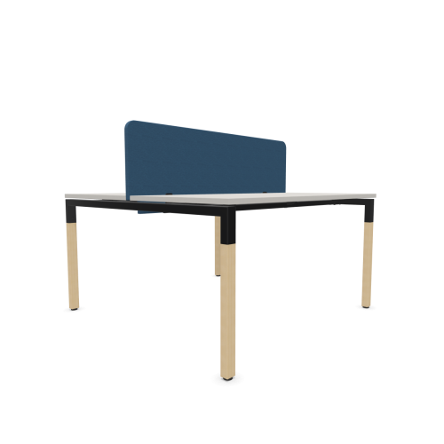 Работна станция с две места CS5040 Workbench, син панел, черна рамка,1400x1400x740 мм,ПДЧ 25мм,сива — Joya.bg 1