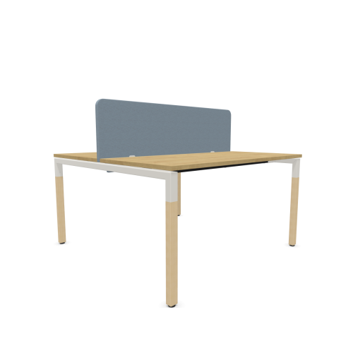 Работна станция с две места CS5040 Workbench, сив панел, бяла рамка,1200x1600x740 мм, ПДЧ 25мм, дъб — Joya.bg 1