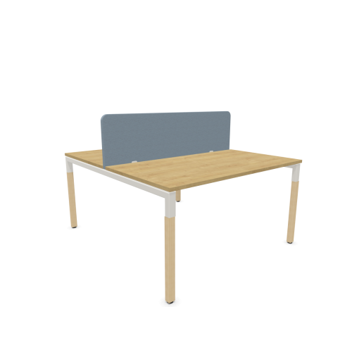 Работна станция с две места CS5040 Workbench, сив панел, бяла рамка,1400x1600x740 мм, ПДЧ 25мм,дъб — Joya.bg 1