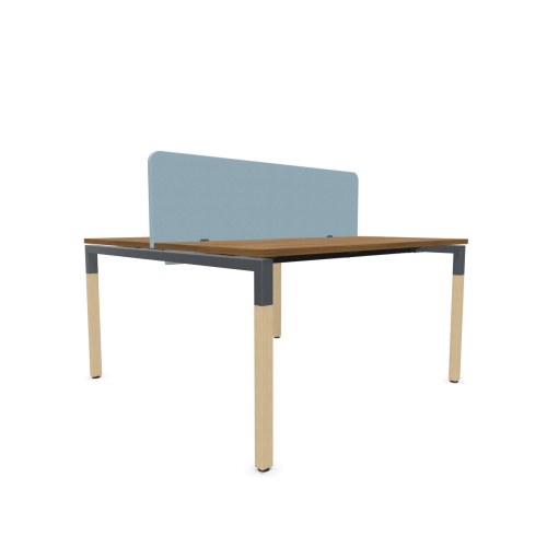 Работна станция с две места CS5040 Workbench, сив панел, сива рамка,1400x1400x740 мм,ПДЧ 25мм,орех — Joya.bg 1