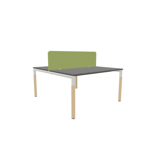 Работна станция с две места CS5040 Workbench, зелен панел, бяла рамка,1400x1600x740 мм,ПДЧ 25мм,сива — Joya.bg 1