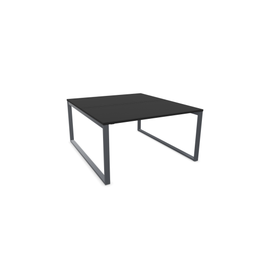 Работна станция с две места SQart Workbench, сива рамка, 1400x1600x740 мм, ПДЧ 25мм, черен графит — Joya.bg 1