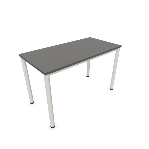 Работно бюро Easy Space с бял кръгъл профил, 1200x600x740 мм, ПДЧ 25 мм, тъмносиво — Joya.bg 1