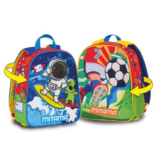 Раница за детска градина MITAMA Spinny SurfGoal, 2 лица, 2 отделения