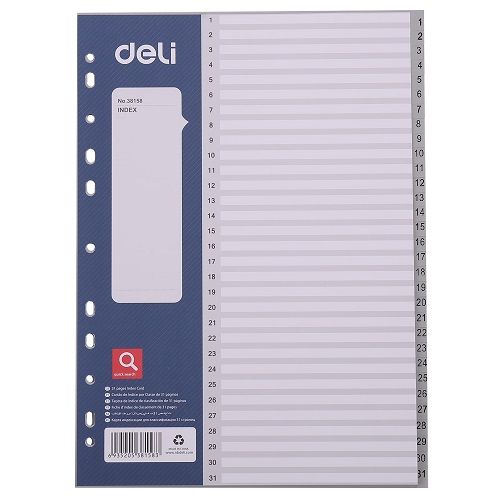 Разделител Deli Start Plus, 1-31, E38158, PP 120 mic, A4, лицева страница — Joya.bg 1