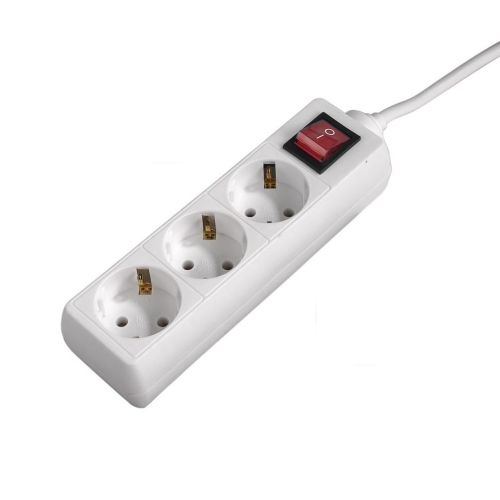 Разклонител HAMA, 3 гнезда с ключ, защита за деца, 3 м, бял — Joya.bg