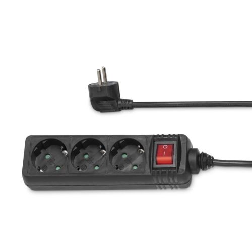 Разклонител HAMA, 3 гнезда с ключ, защита за деца, 5 м, черен — Joya.bg 1