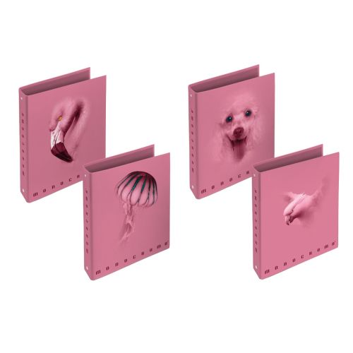 Рингов класьор PIGNA Monocromo Blue, A4, 40 мм, 4 ринга D30 мм, ламиниран картон, розов — Joya.bg