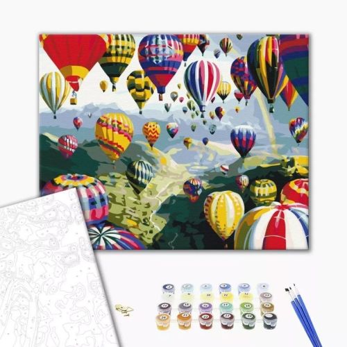 Рисуване по номера BrushMe, с подрамка, COLORFUL BALOONS/Балони, 40x50 см — Joya.bg 1