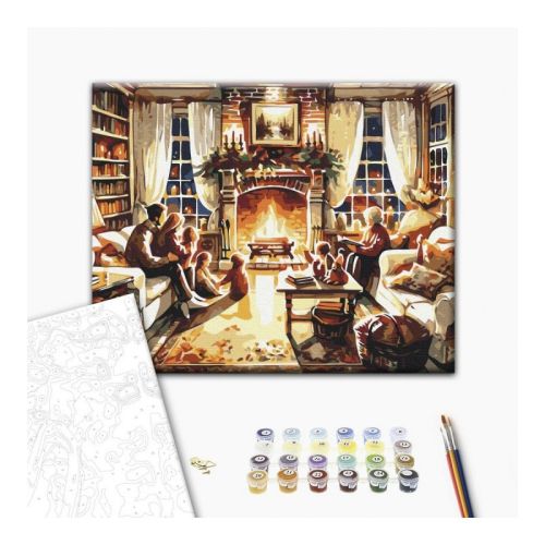 Рисуване по номера BrushMe, с подрамка, COZY FAMILY EVENING, Уютна вечер, 40х50 см — Joya.bg 1