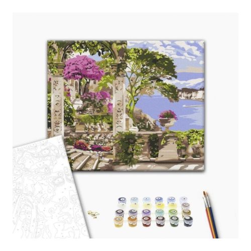 Рисуване по номера BrushMe, с подрамка, FLOWERS IN THE GARDEN/Градина с цветя, 40х50 см — Joya.bg 1