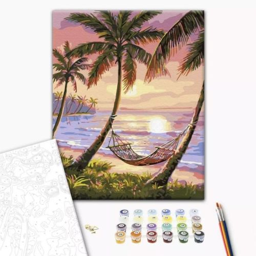 Рисуване по номера BrushMe, с подрамка, PARADISE CORNER/Хамак, 40x50 см — Joya.bg 1