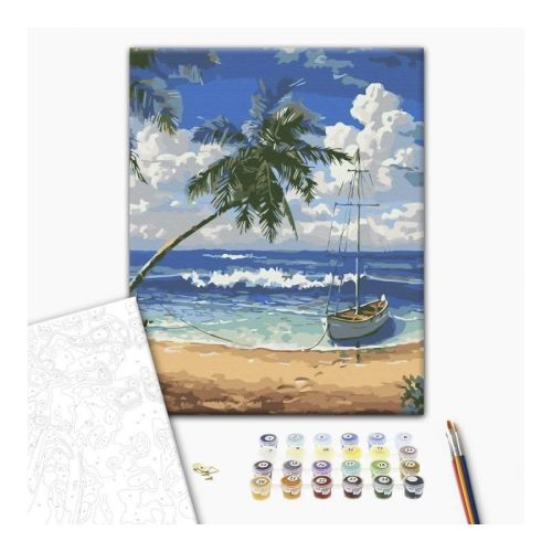Рисуване по номера BrushMe, с подрамка, PARADISE ISLAND/Райски остров, 40х50 см — Joya.bg