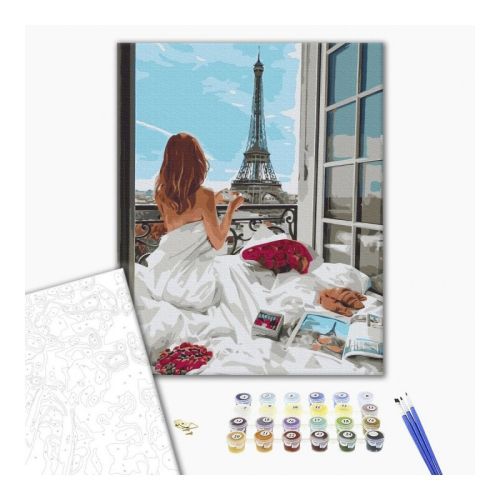 Рисуване по номера BrushMe, с подрамка, PARIS MORNING/Парижко утро, 40х50 см — Joya.bg 1