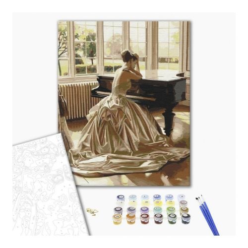 Рисуване по номера BrushMe, с подрамка, SENSUAL PAUSE/Пианистка, 40х50 см — Joya.bg 1