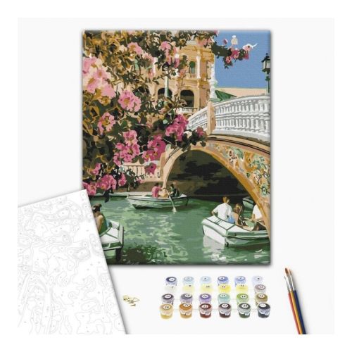 Рисуване по номера BrushMe, с подрамка, SPRING VENICE/Пролетна Венеция, 40х50 см — Joya.bg