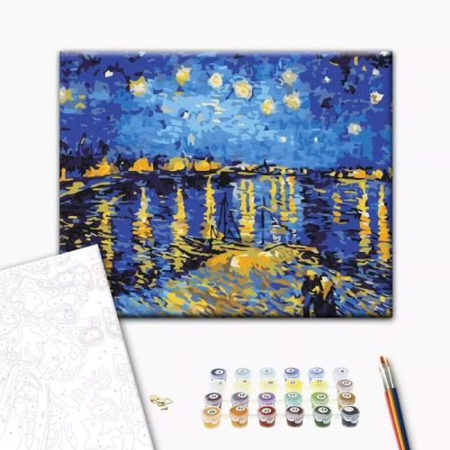 Рисуване по номера BrushMe, с подрамка, STARRY NIGHT OVER THE RHONE/Звездна нощ, 40x50 см — Joya.bg 1