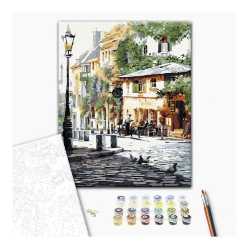 Рисуване по номера BrushMe, с подрамка, SUMMER CAFE/Площад, 40x50 см — Joya.bg 1