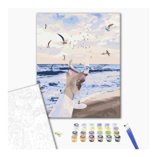 Рисуване по номера BrushMe, с подрамка, THE SEA IN A GLASS/Море в чаша, 40х50 см — Joya.bg 1
