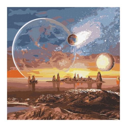 Рисуване по номера IDEYKA METALLIC, с подрамка, COSMIC DESERT/Космически пейзаж, 50х50 см — Joya.bg 1