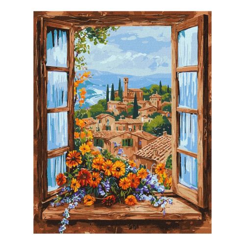 Рисуване по номера IDEYKA, с подрамка, MARVELLOUS LANDSCAPE/Гледка през прозорец, 40х50см — Joya.bg 1