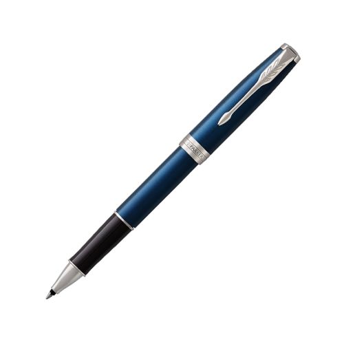 Ролер PARKER Royal Sonnet Lacquer Blue CT, месингово тяло, хромиран клип, черен 1