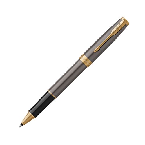 Ролер PARKER Royal Sonnet Lacquer Grey GT, месингово тяло, позлатен клип, черен 1