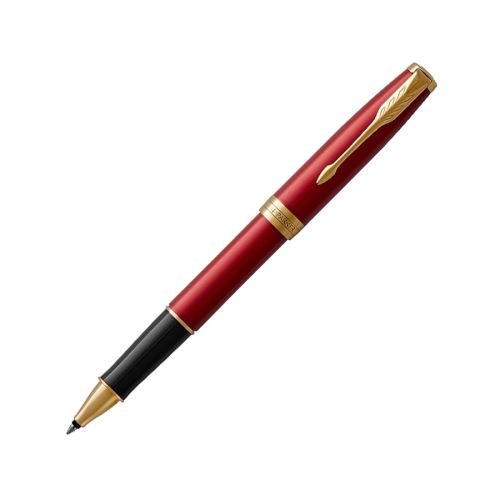 Ролер PARKER Royal Sonnet Lacquer Red GT, месингово тяло, позлатен клип, черен 1