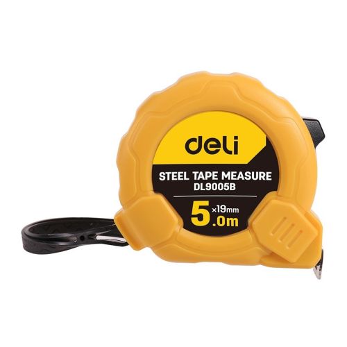 Ролетка Deli TOOLS EDL9005B, кръгла, 5 м х 19 мм, жълта — Joya.bg 1