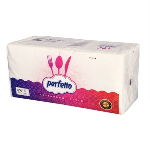 Салфетки Perfetto, бели, 33х33 см, 1 пласт, 500 бр. — Joya.bg