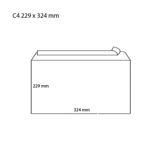 Самозалепващ плик C4, 229х324 мм, залепване по дългата страна, 90 г, бял