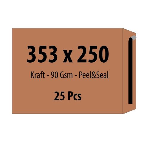 Самозалепващ плик ZRS, B4, 250х353 мм, тип джоб, с лента, 90 г, кафяв крафт, 25 бр. — Joya.bg 1