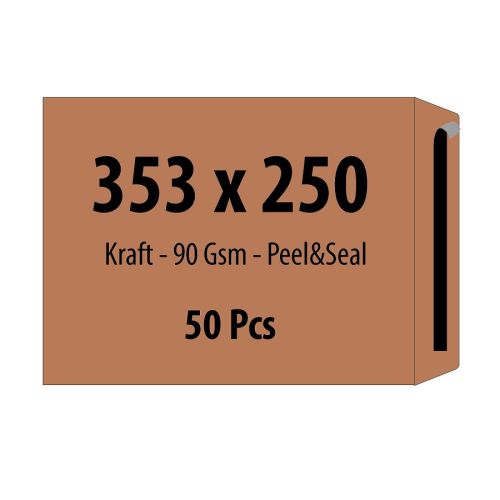 Самозалепващ плик ZRS, B4, 250х353 мм, тип джоб, с лента, 90 г, кафяв крафт, 50 бр. — Joya.bg 1
