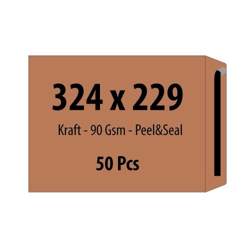 Самозалепващ плик ZRS, C4, 229х324 мм, тип джоб, с лента, 90 г, кафяв крафт, 50 бр. — Joya.bg 1